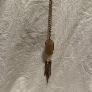 Kendra Scott Gold Tassel Pendant Necklace with Oval Stone